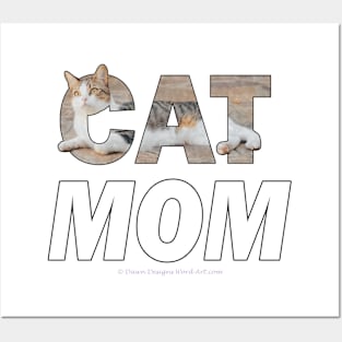 Cat mom - tabby white cat oil painting word art Posters and Art